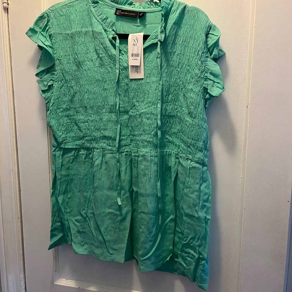 New York & Company Teal Blouse